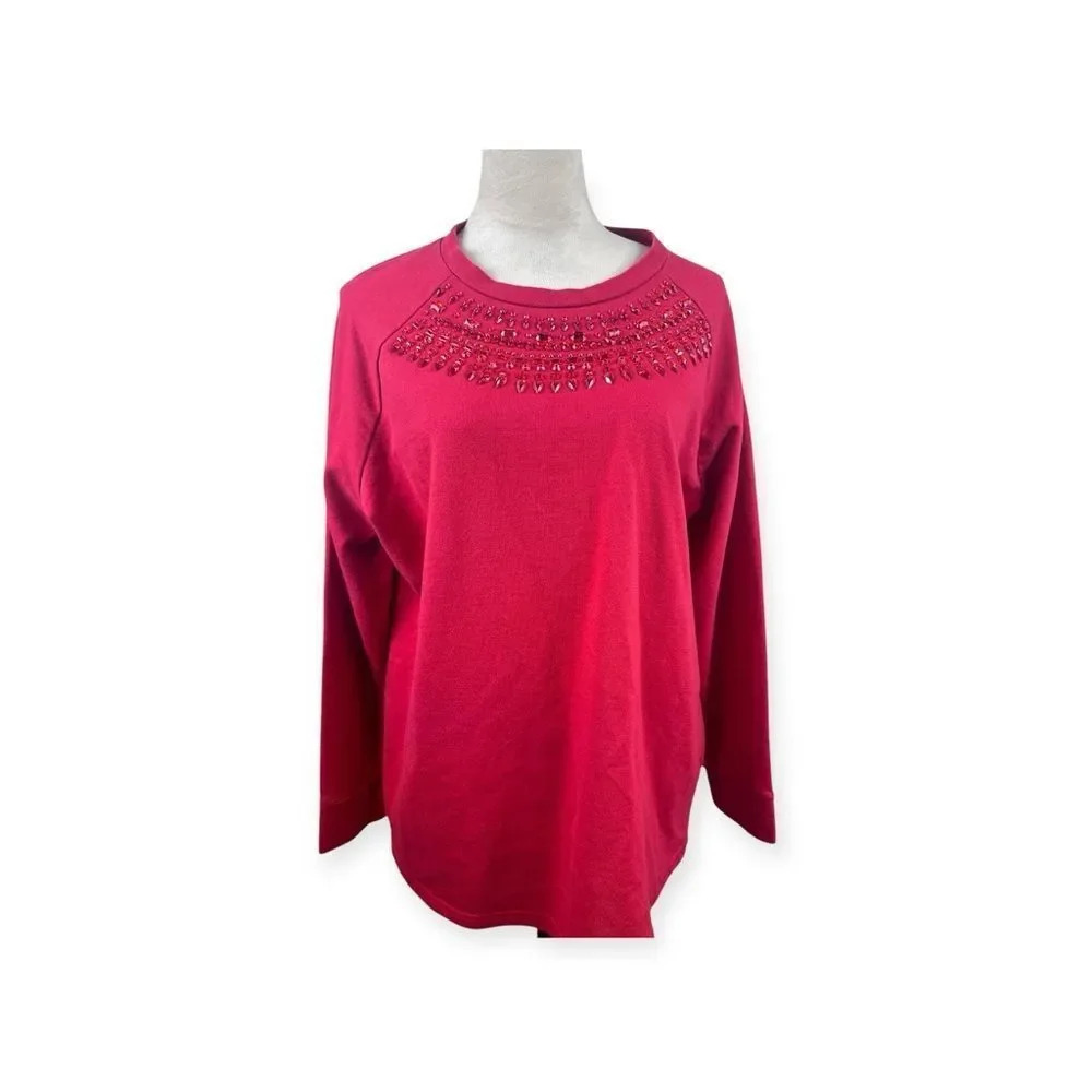 Quacker Factory red beaded top size 1X